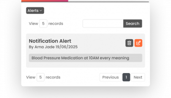 Nightingale client management software snippet of notification and alert